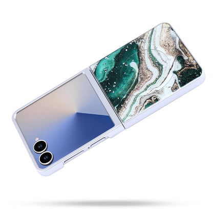 Samsung Galaxy Z Flip 7 Hoesje - Groen - Marmer Glitter MagSafe Back Cover