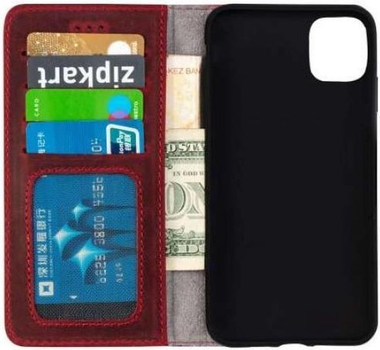 Samsung Galaxy S20 Hoesje - Rood - Handgemaakt Luxe Bookcase met Vakken