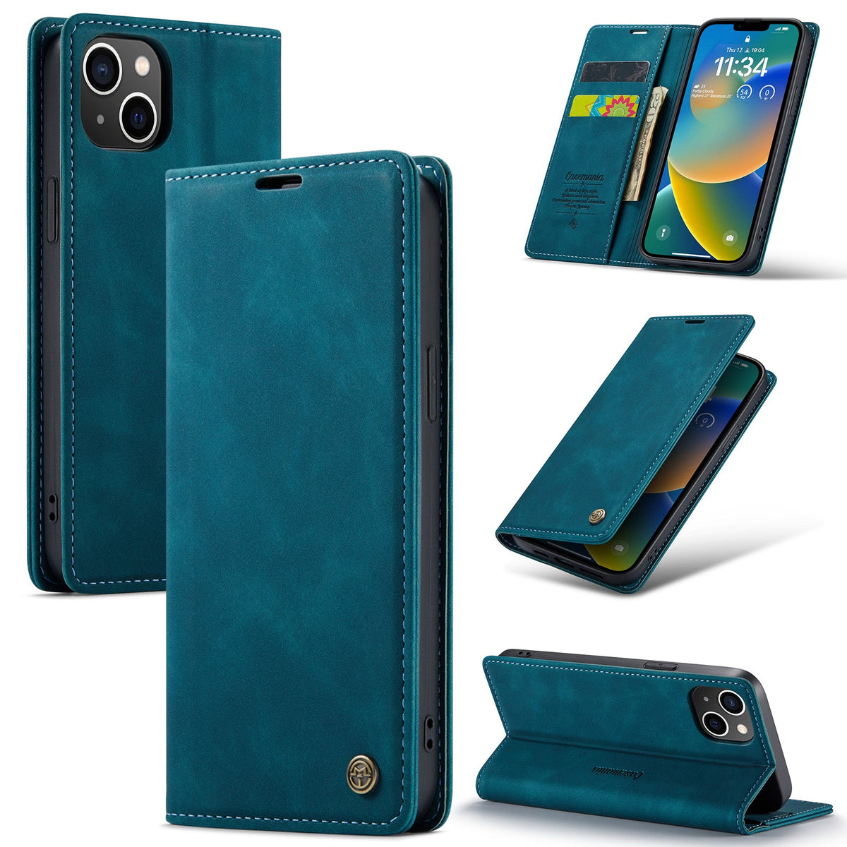 Apple iPhone 15 Hülle - Emerald Green - Schlanke Klapphülle mit Kartenfach