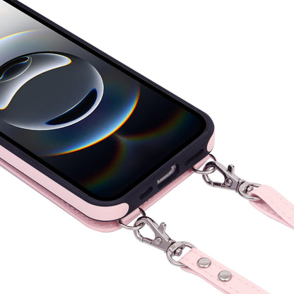 Apple iPhone 16e Hoesje - Roze - Luxe Back Cover met Telefoonkoord en Rits