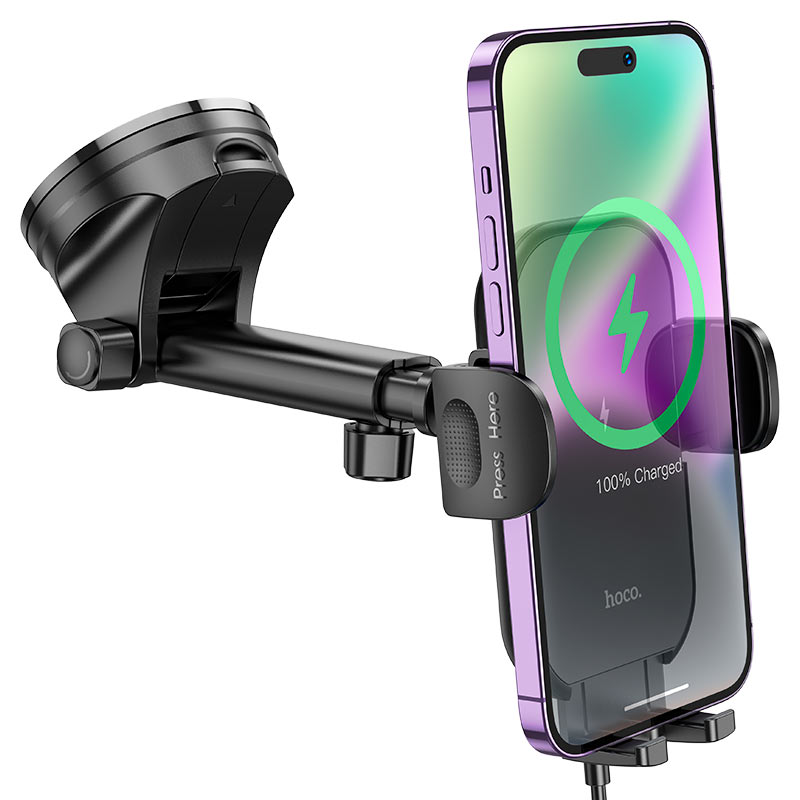 Hoco Telefoonhouder Auto met Draadloze Snellader - Snel Laden 15W