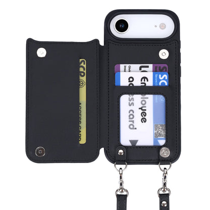 Apple iPhone Air Case - Black - Luxury Back Cover with Phone Strap and Zipper