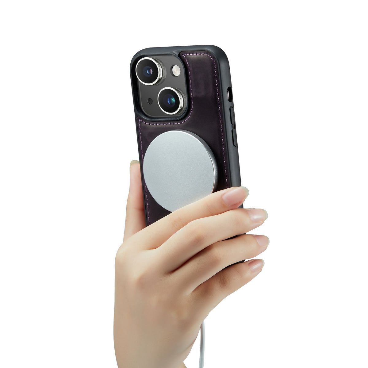 iPhone 15 Hoesje - Dark Purple - 2 in 1 MagSafe Bookcase