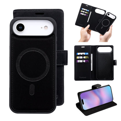 Apple iPhone Air Hülle - Onyx Black - 2-in-1-Velvet-Klapphülle mit Kartenfach