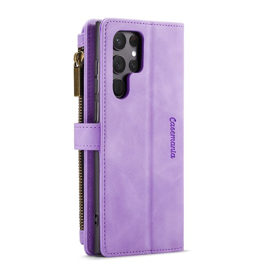 Samsung Galaxy S23 Ultra Hoesje - Bright Lila - Luxe Bookcase met Rits