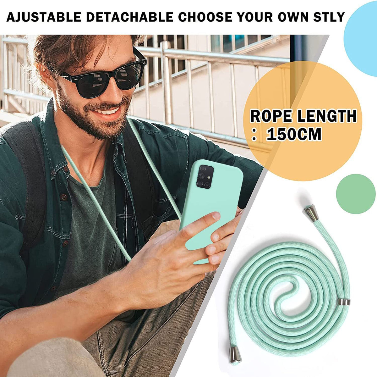 Samsung Galaxy A51 5G Case - Turquoise - Silicone Back Cover with Phone Strap