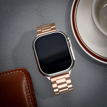 Apple Watch Bandje 44/45/46/49 mm - RVS Metalen Schakelband - Zwart
