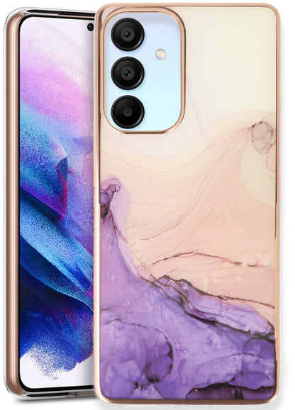Samsung Galaxy A35 5G Hoesje - Paars - Siliconen Marmer Back Cover