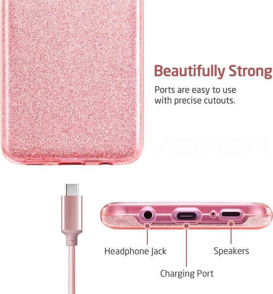 Samsung Galaxy S9 Plus Hoesje - Glitter Back Cover - Roze Back Cover
