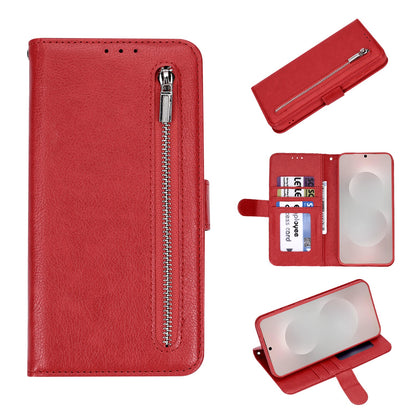Samsung Galaxy J6+ (2018) Hoesje - Rood - Luxe Bookcase met Rits