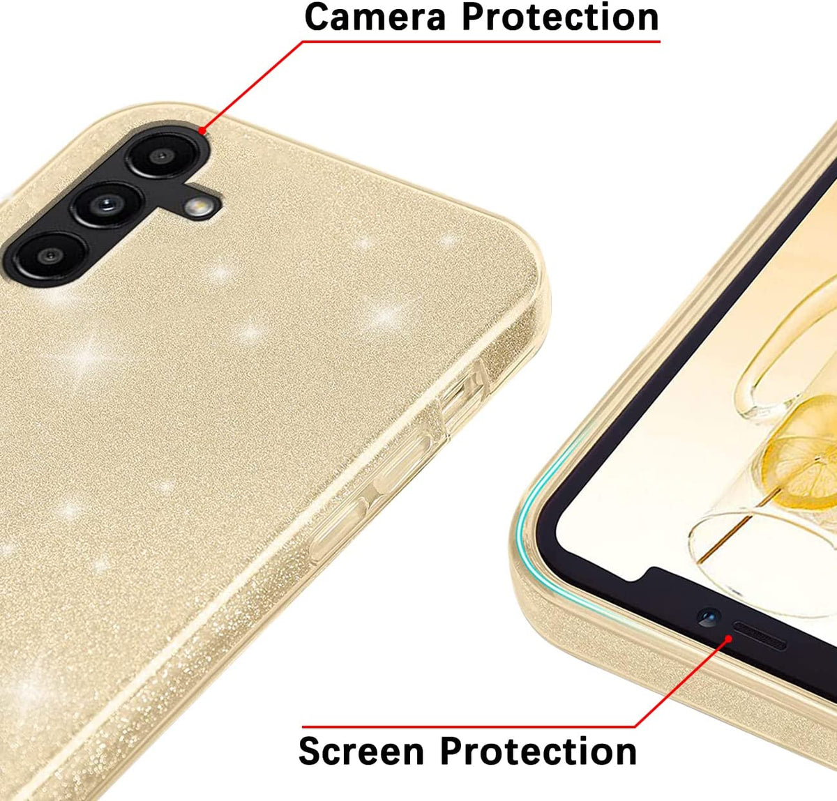 Samsung Galaxy A25 Hoesje - Goud - Glitter Back Cover