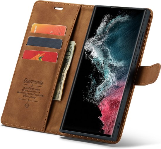 Samsung Galaxy S23 Ultra Hoesje - Sienna Brown - 2 in 1 Bookcase
