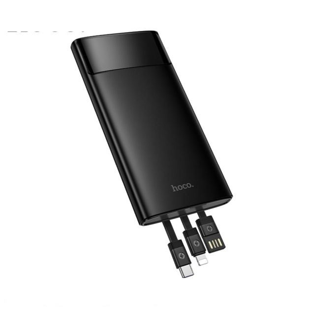 Hoco Powerbank 10.000mAh 22.5W met Ingebouwde Kabels - Zwart