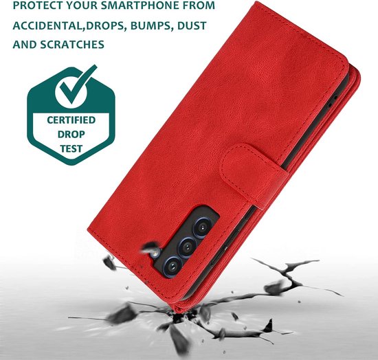 Samsung Galaxy S22 Plus Hoesje - Rood - Extra Stevige Luxe Bookcase met Rits en Vakken