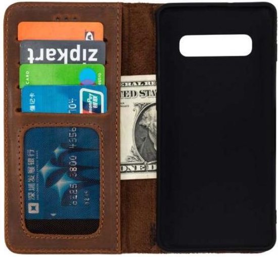 Samsung Galaxy S10+ Case - Brown - Genuine Leather Wallet Case