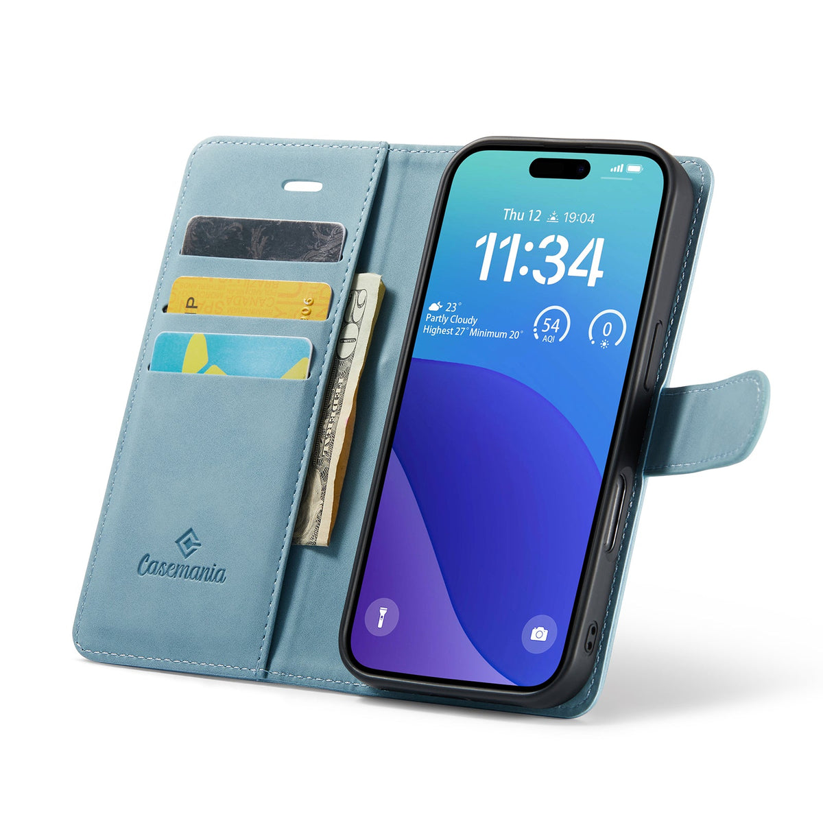 Apple iPhone 16 Pro Case - Aqua Blue - 2-in-1 Wallet Case