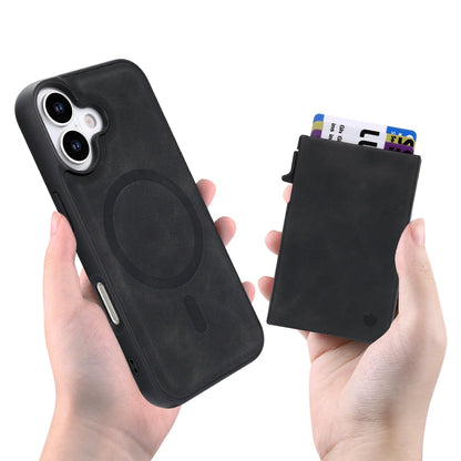 Apple iPhone 17 Hoesje - Charcoal Gray - MagSafe Back Cover met Uitschuifbare Pasjeshouder