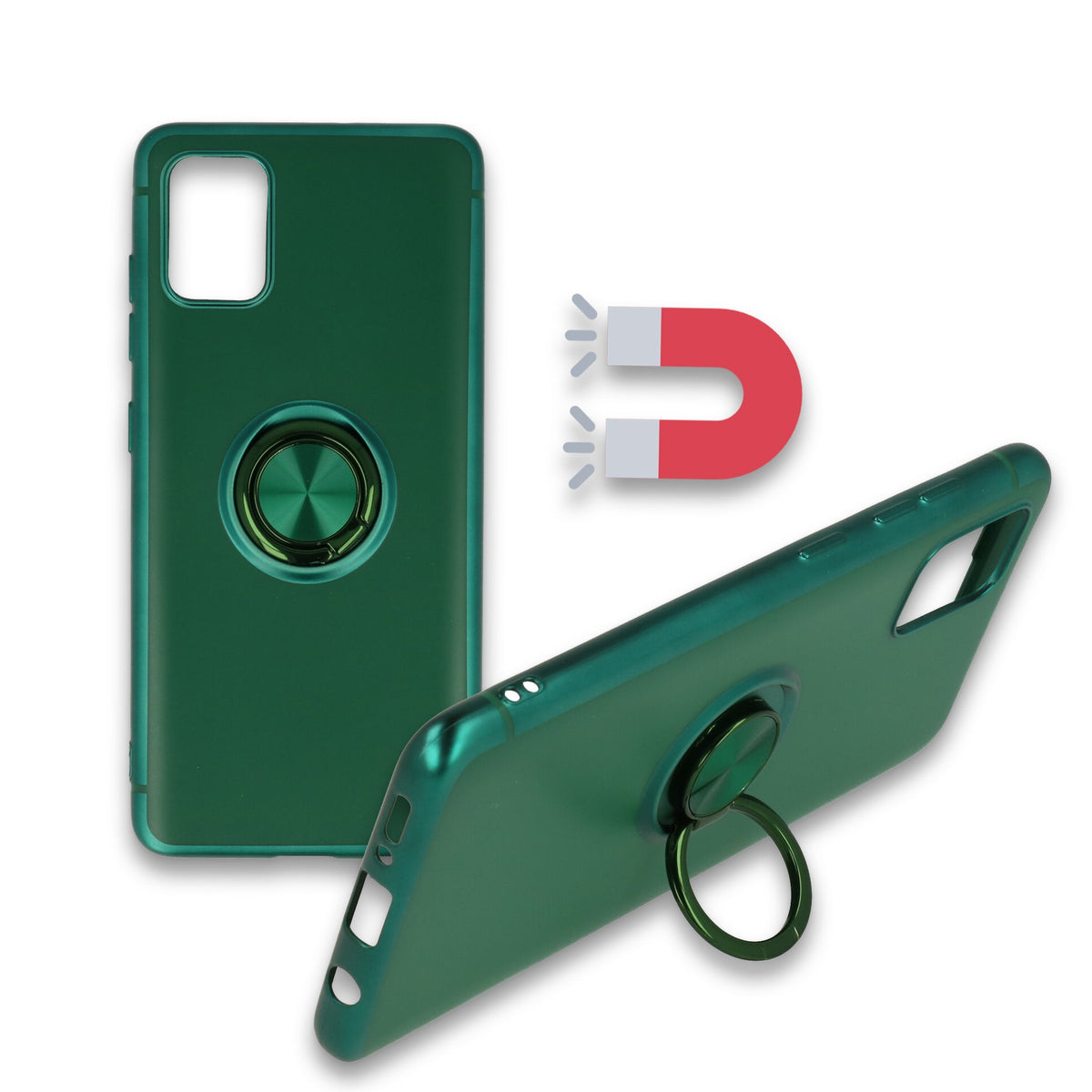 Samsung Galaxy S20 Ultra Case - Green - Silicone Ring Kickstand Back Cover