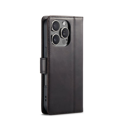 Apple iPhone 16 Pro Hoesje - Zwart - Echt Leren Bookcase