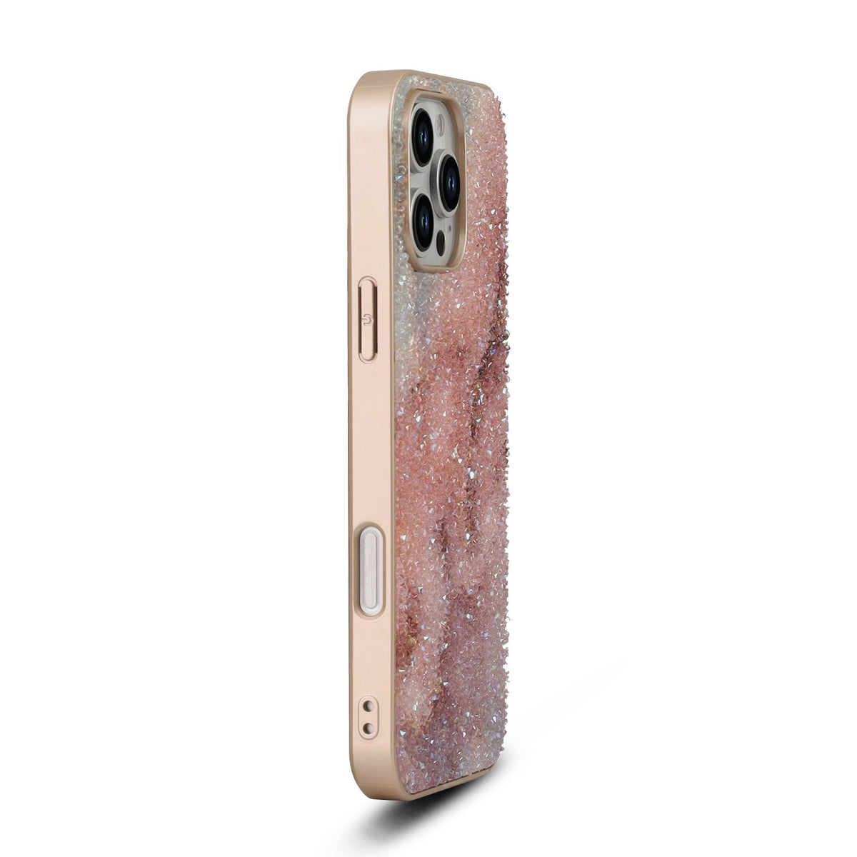 Apple iPhone 16 Pro Hoesje - Roze - Diamant Marmer Glitter Back Cover