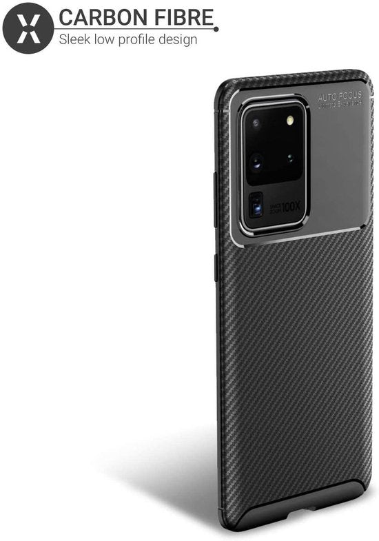 Samsung Galaxy S20 Ultra Hoesje - Zwart - Carbon Back Cover