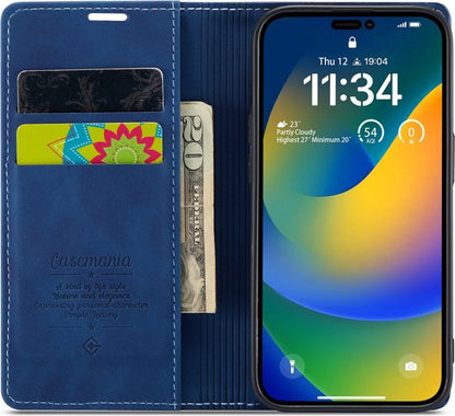 Apple iPhone 14 Pro Hoesje - Navy Blue - Dunne Bookcase