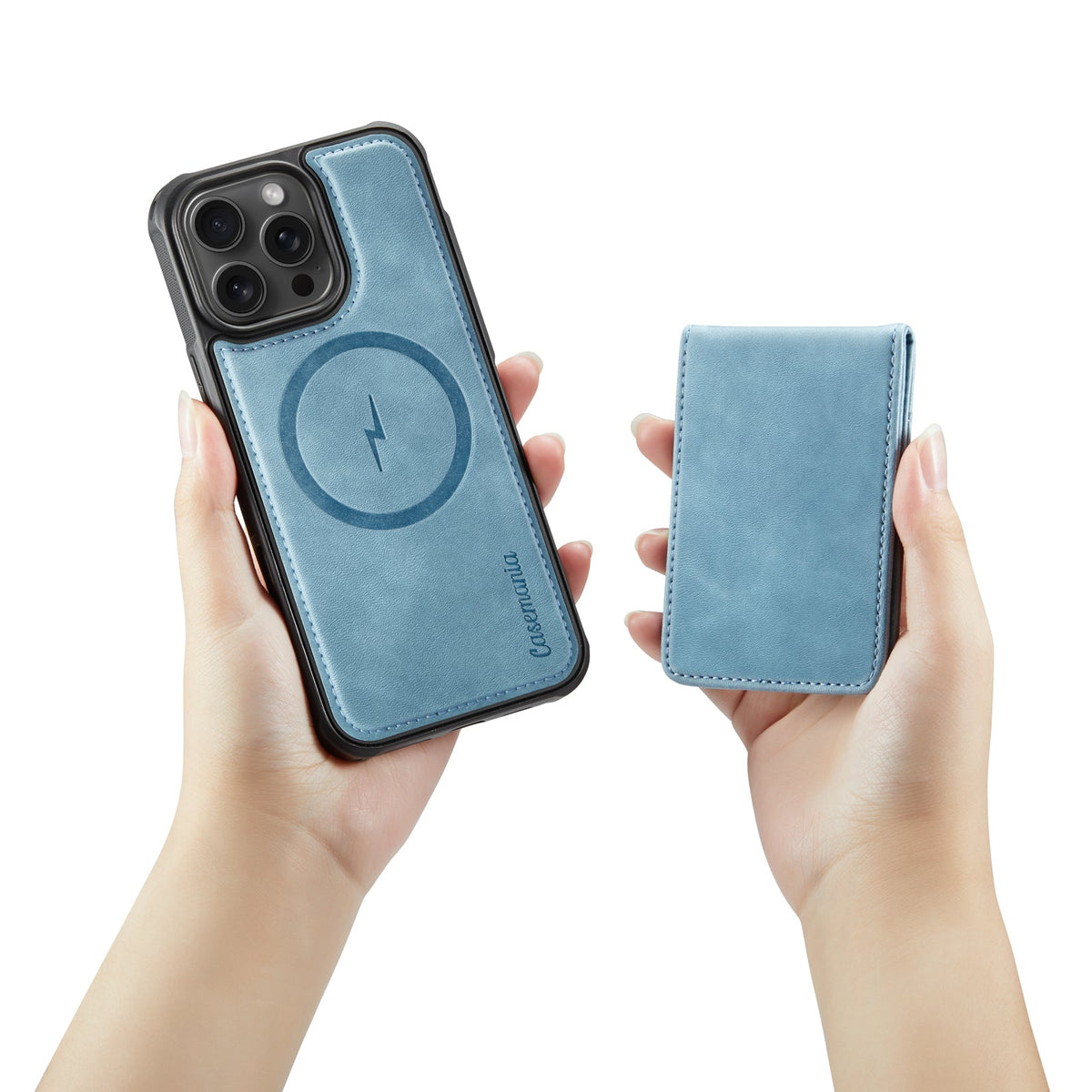 Apple iPhone 16 Pro Max Case - Aqua Blue - Faux Leather MagSafe Back Cover