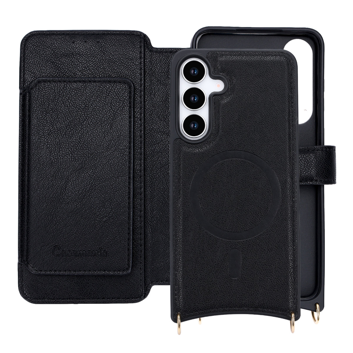 Samsung Galaxy S25 Hoesje - Zwart - 'Amsterdam' Magnetische Wallet Case met Pasjeshouders en