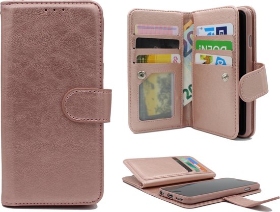 Apple iPhone XR Hoesje - Rosegoud - 2 in 1 Bookcase met 10 Kaart Vakken
