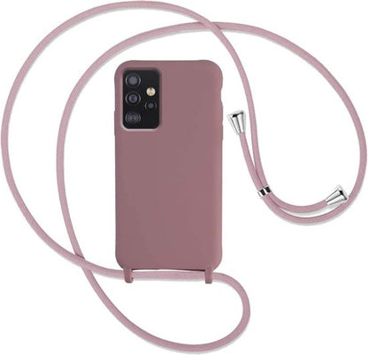 Samsung Galaxy A53 5G Hoesje - Matt Roze - Siliconen Back Cover met Telefoonkoord