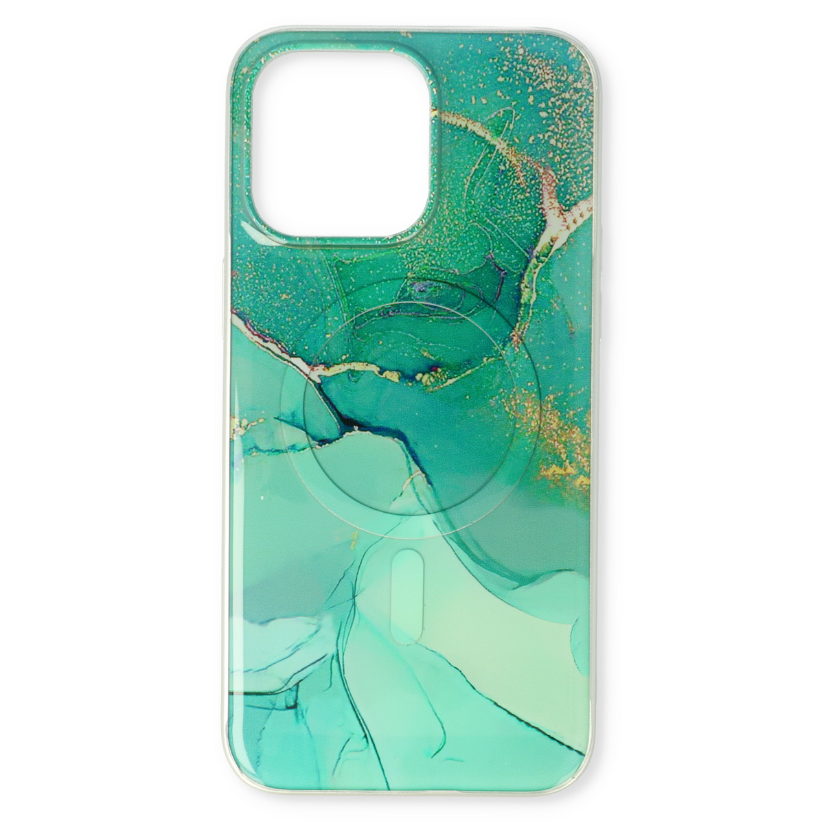 Apple iPhone 15 Pro Max Hoesje - Blauw - Siliconen Marmer MagSafe Back Cover