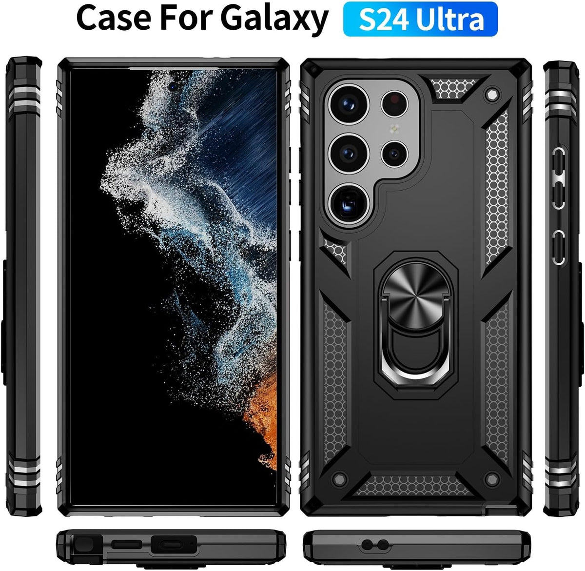 Samsung Galaxy S24 Ultra Case - Black - Armor Kickstand Back Cover