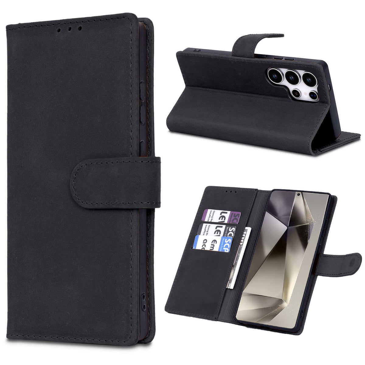 Samsung Galaxy S25 Ultra Hoesje - Charcoal Gray - Echt Leren Bookcase