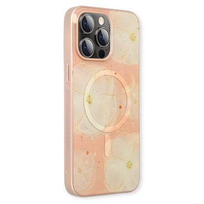 Apple iPhone 15 Pro Hülle - Rosa - Silikon-Marmor-MagSafe-Backcover