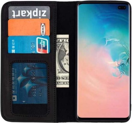 Samsung Galaxy S10+ Hoesje - Zwart - Echt Leren Bookcase