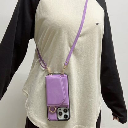 Apple iPhone 14 Pro Case - Bright Lila - Luxury MagSafe Wallet Case with Phone Strap