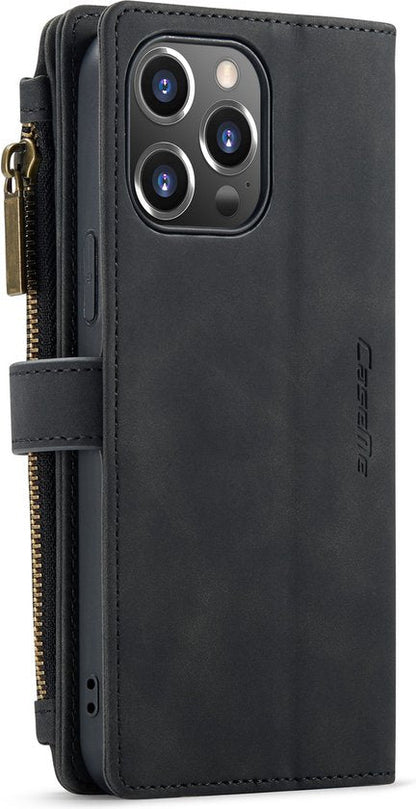 Apple iPhone 13 Pro Max Case - Charcoal Gray - Luxury Wallet Case with Zipper