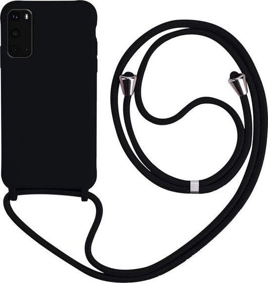 Samsung Galaxy S20 FE Hoesje - Zwart - Siliconen Back Cover met Telefoonkoord