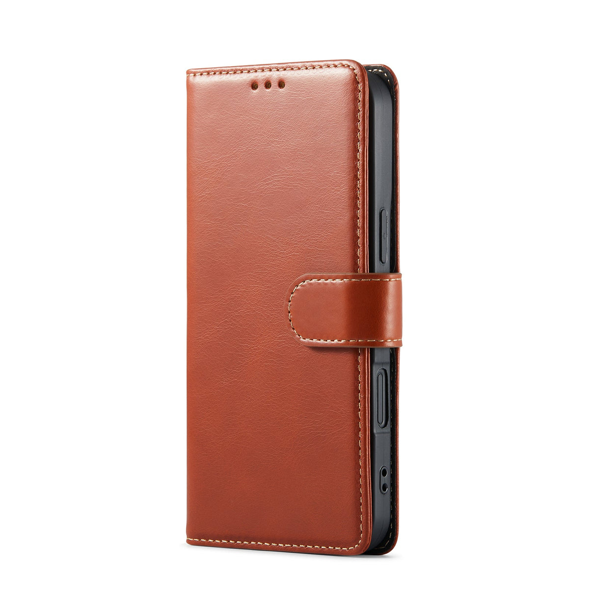Apple iPhone 16 Plus Hoesje - Bruin - Echt Leren Bookcase