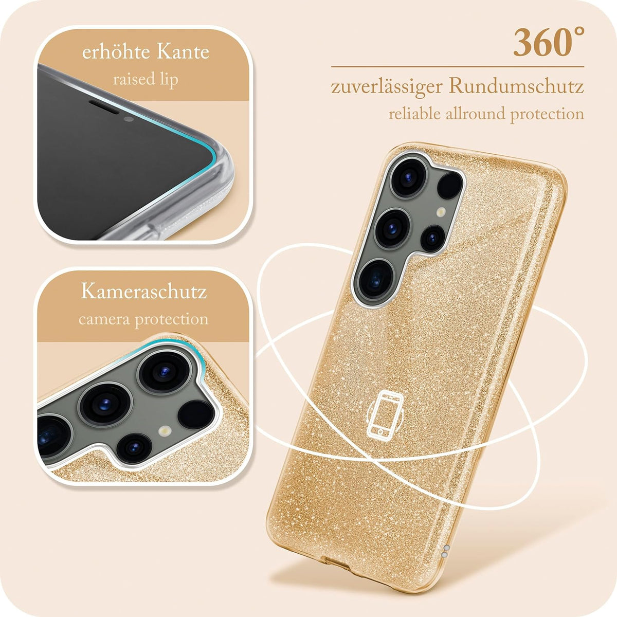 Samsung Galaxy S24 Ultra Hoesje - Goud - Glitter Back Cover