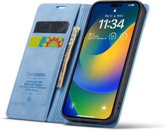 Apple iPhone 14 Pro Max Hülle - Sky Blue - Schlanke Klapphülle mit Kartenfach