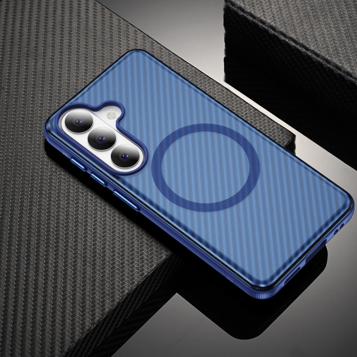 Samsung Galaxy A37 Hoesje - Donker Blauw - Carbon MagSafe Back Cover