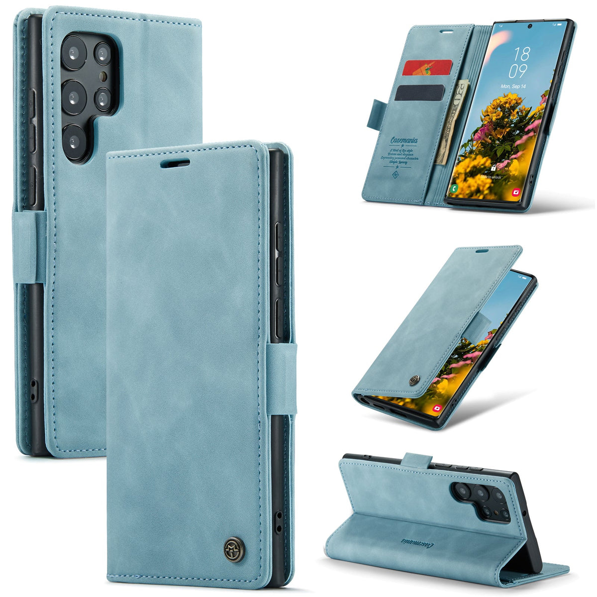 Samsung Galaxy S24 Ultra Case - Aqua Blue - Slim Wallet Case