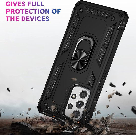 Samsung Galaxy A23 Hoesje - Zwart - Armor Kickstand Back Cover