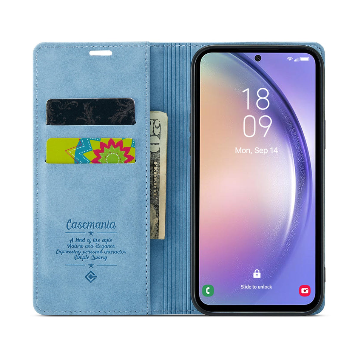 Samsung Galaxy A14 4G Hoesje - Sky Blue - Dunne Bookcase