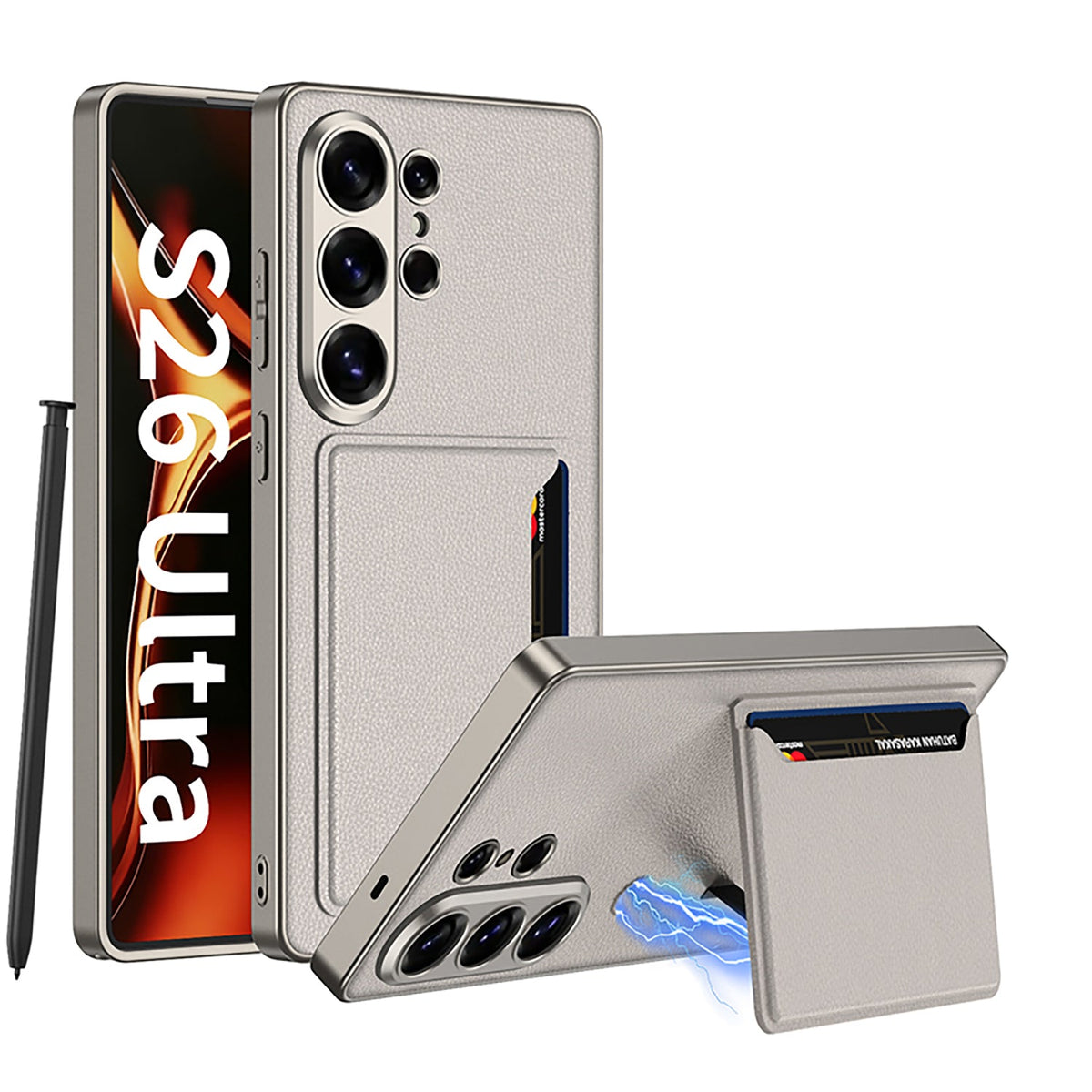 Samsung Galaxy S26 Ultra Hülle - Hellgrau - Ring Kickstand Backcover