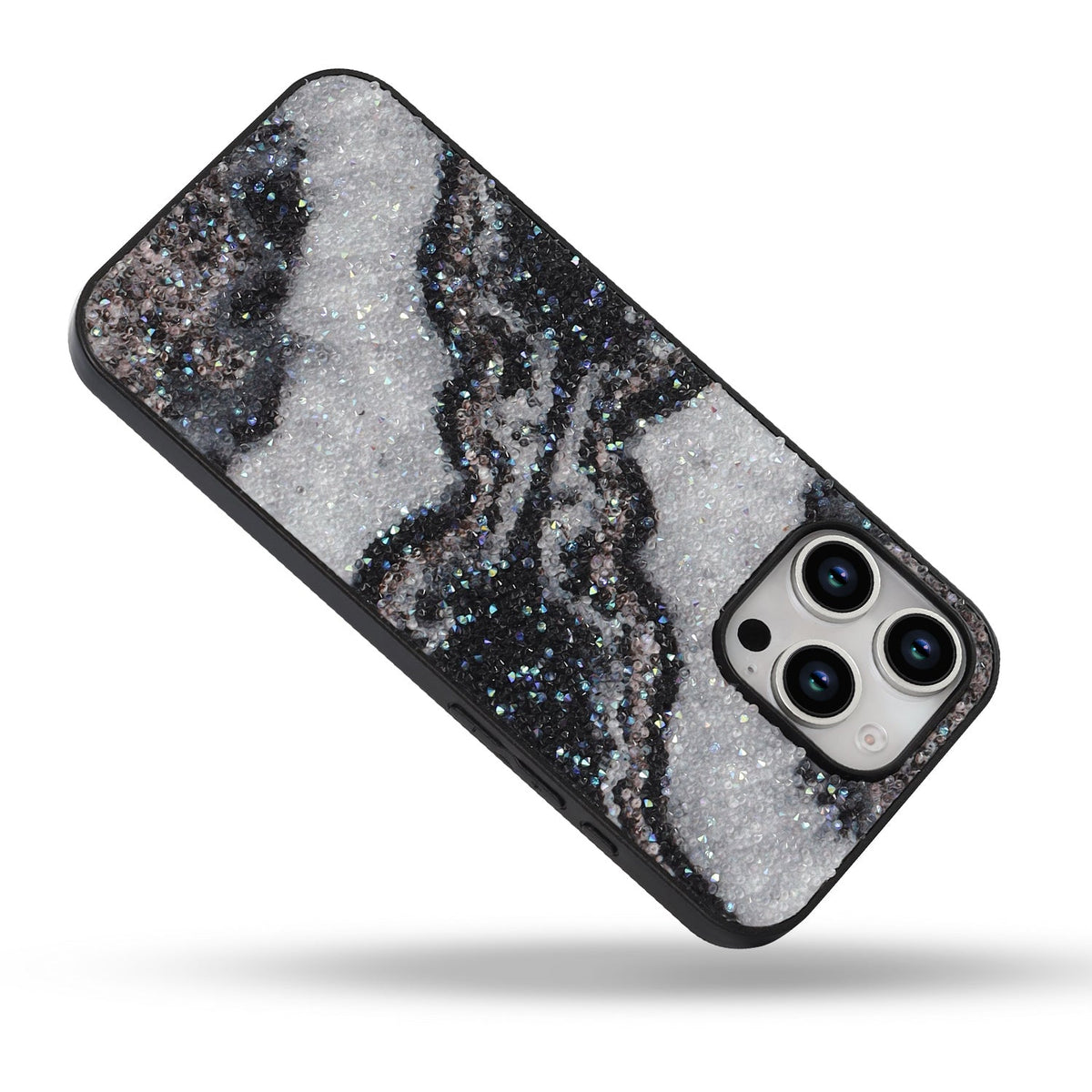 Apple iPhone 16 Pro Case - Black - Diamond Marble Glitter Back Cover