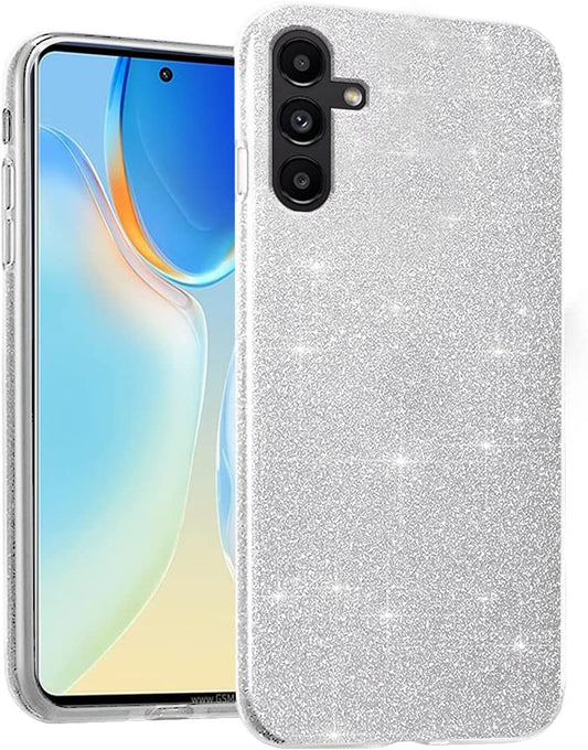 Samsung Galaxy A05s Hoesje - Zilver - Glitter Back Cover