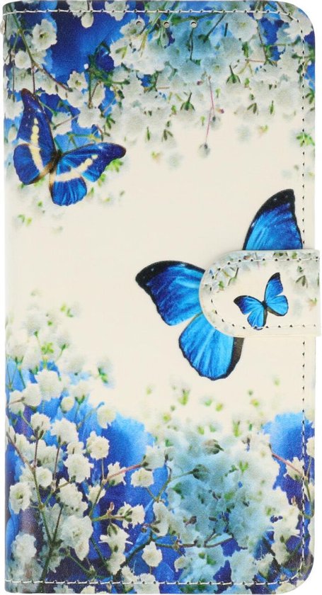 Samsung Galaxy S21 FE Hoesje - Blauwe Vlinder - Print Bookcase