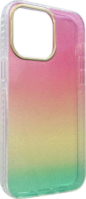 Apple iPhone 14 Pro Hoesje - Roze - Glitter Back Cover